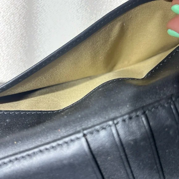 All Saints Black Leather Snakeskin Envelope Style Wallet - Picture 5 of 9